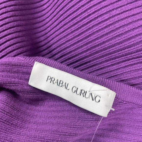 Prabal Gurung Runway Purple Knit & Silk Asymmetrical Dress, L , EUC - Picture 7 of 8